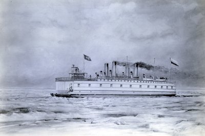 Yard No. 647, Baikal. Photograph of a Painting Showing the Ice-Breaking Train Ferry Steamer Baikal in Service by English Photographer